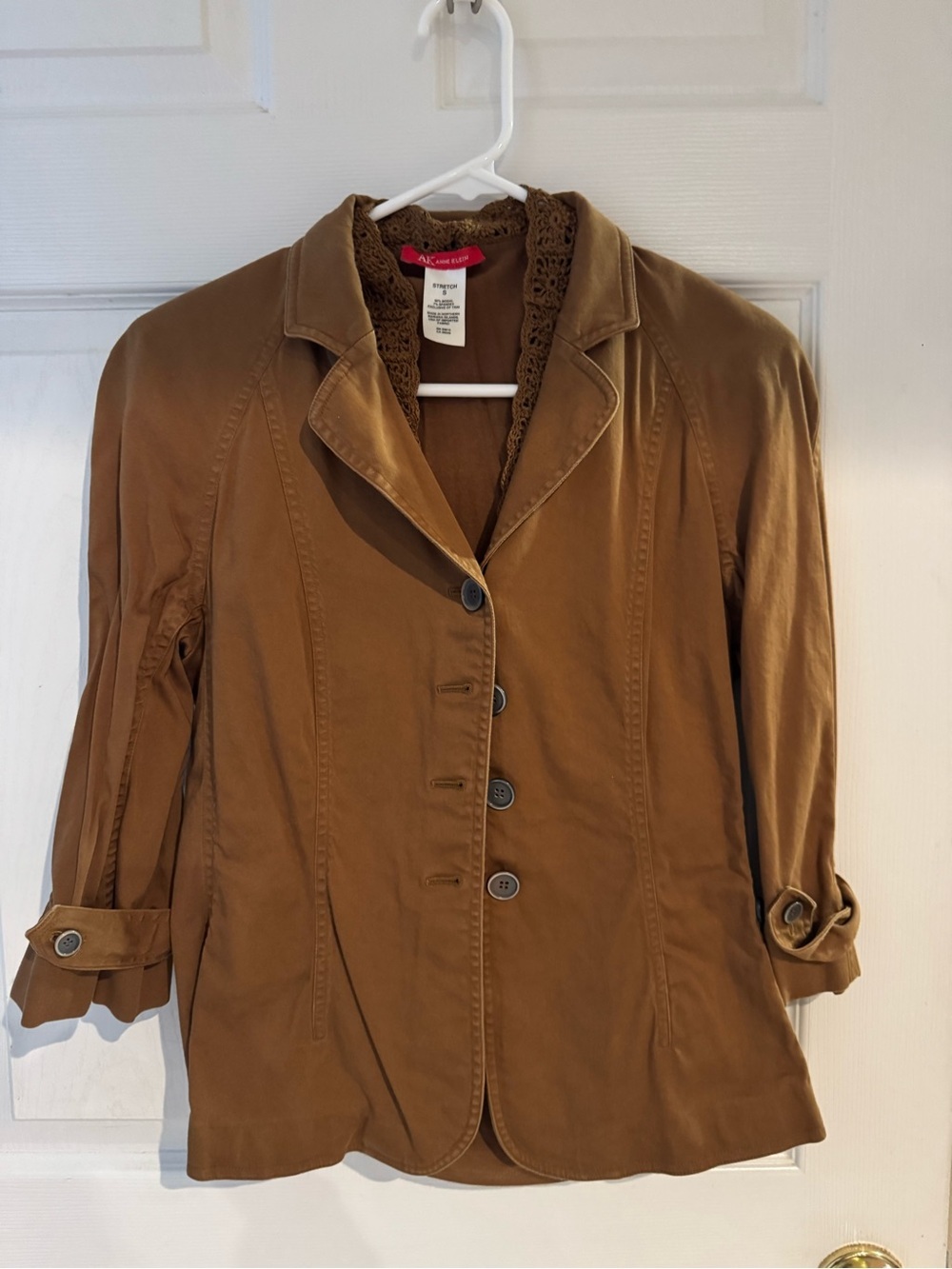 Anne Klein Tan Brown Jacket and Lace Trim Top